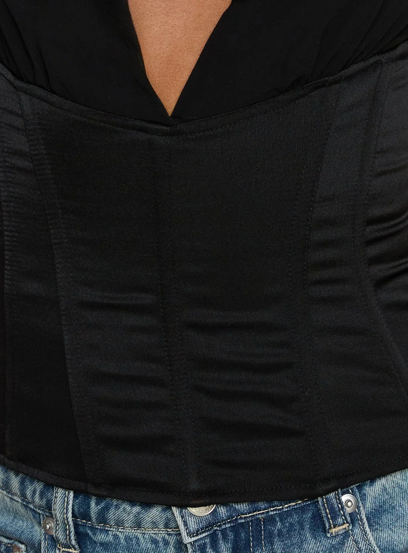 Briannah Contrast Corset Top Black