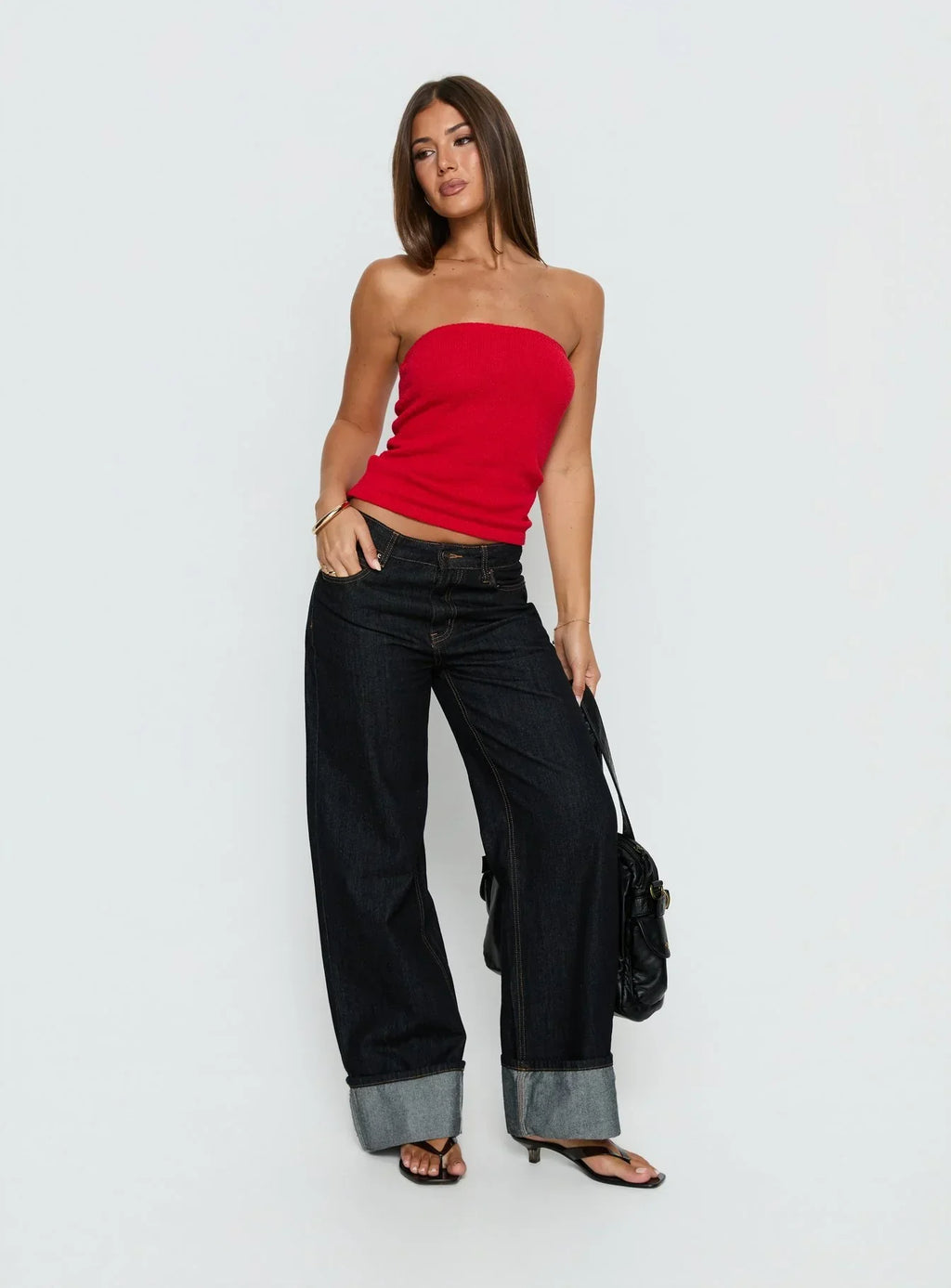 Aubrialla Strapless Top Red