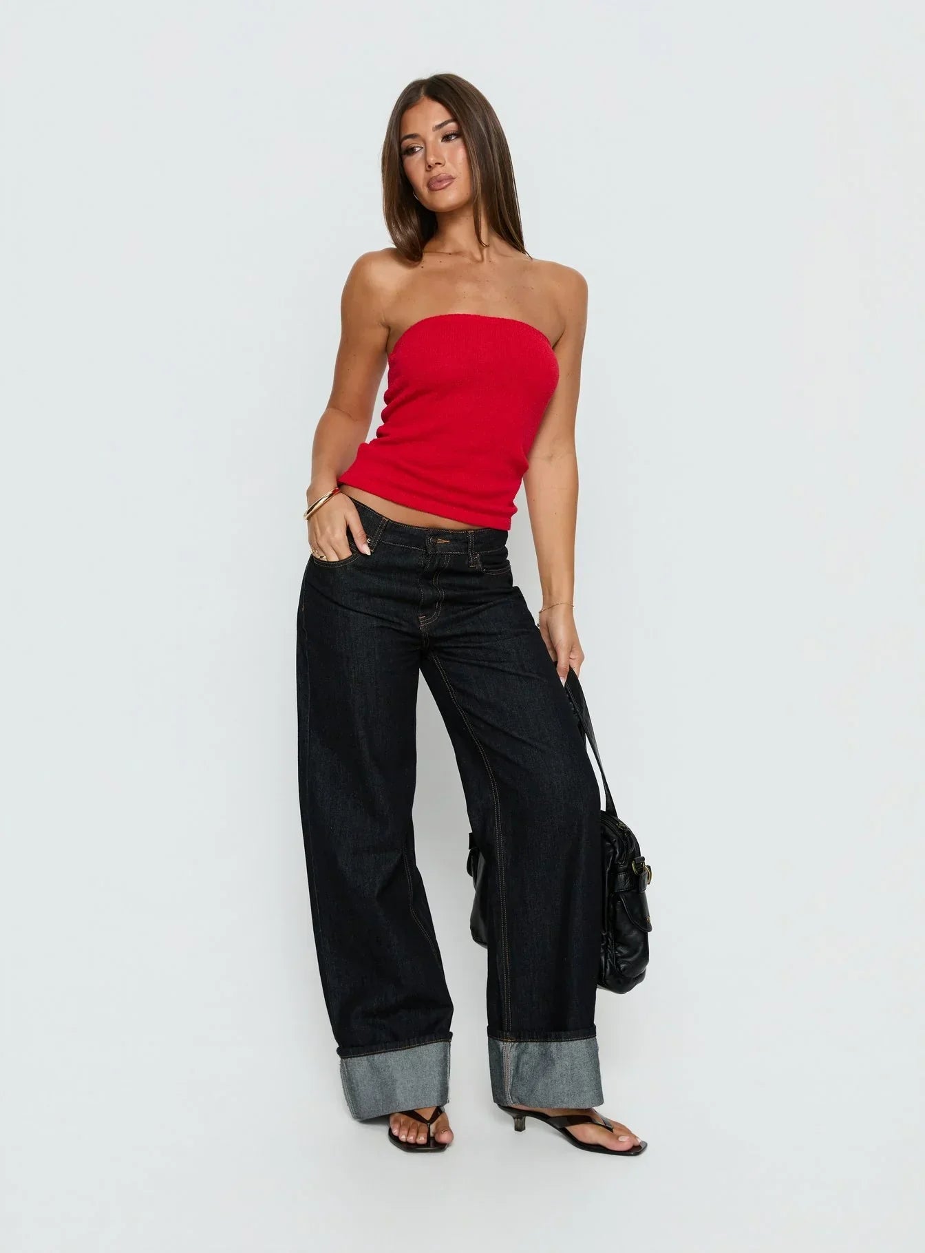 Aubrialla Strapless Top Red