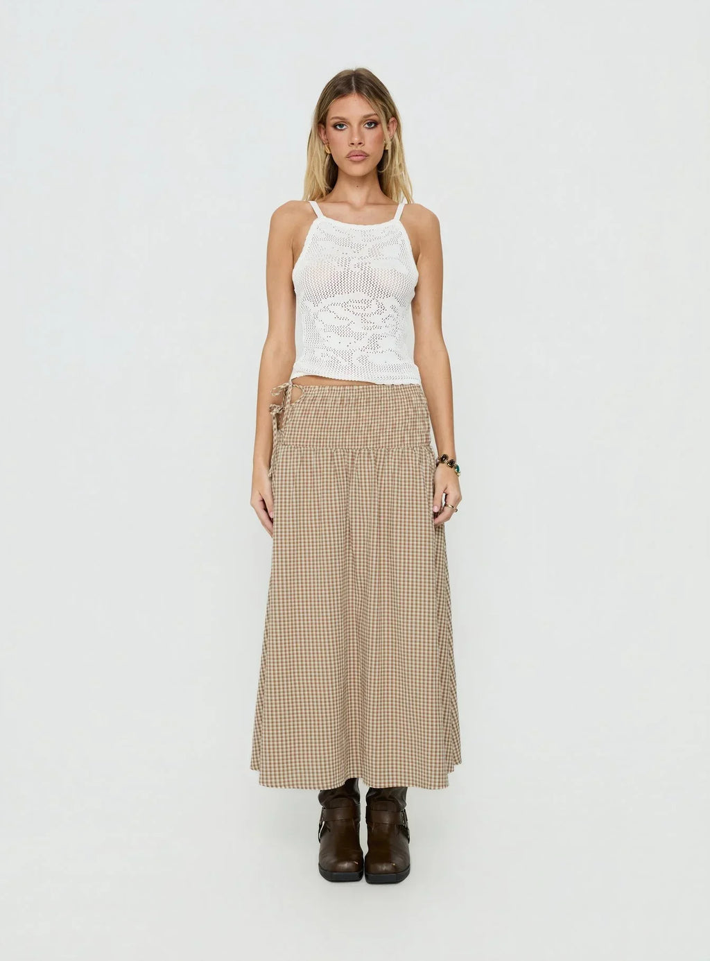 Moon Glow Lace Crochet Cami Top Cream
