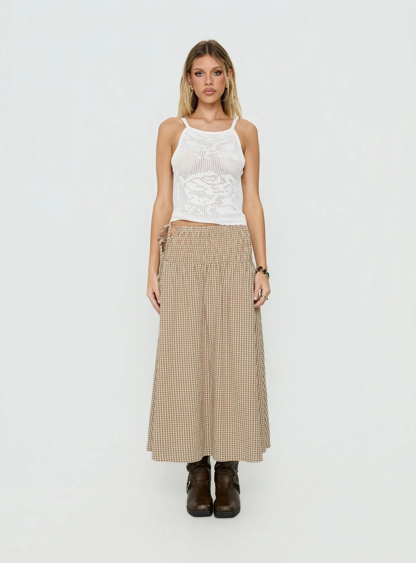 Moon Glow Lace Crochet Cami Top Cream