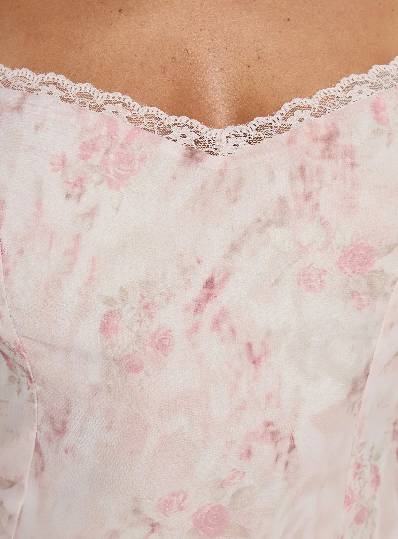 Avaline Lace Trim Blouse Top Pink