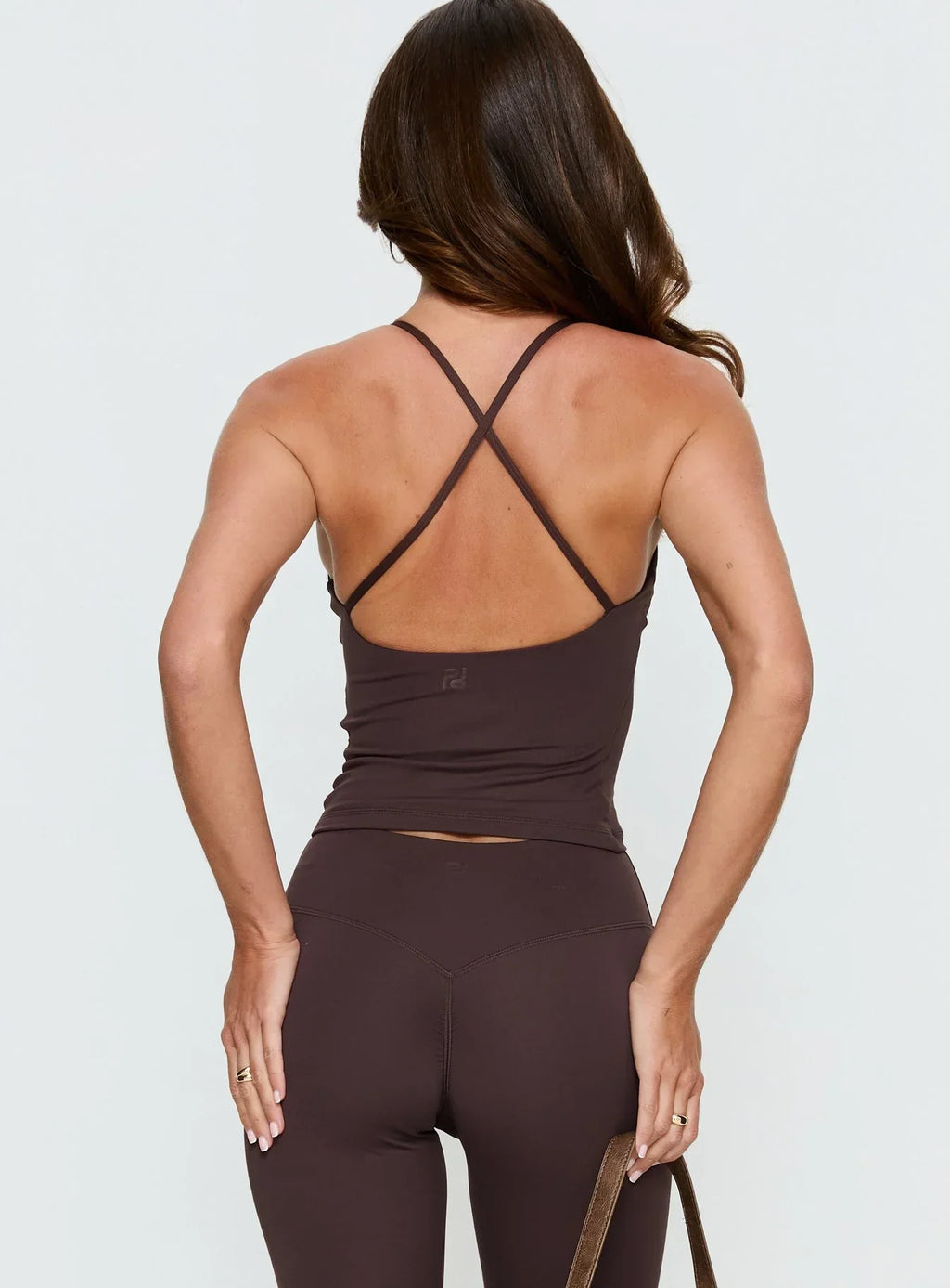 Pace Active Cross Back Tank Top Brown
