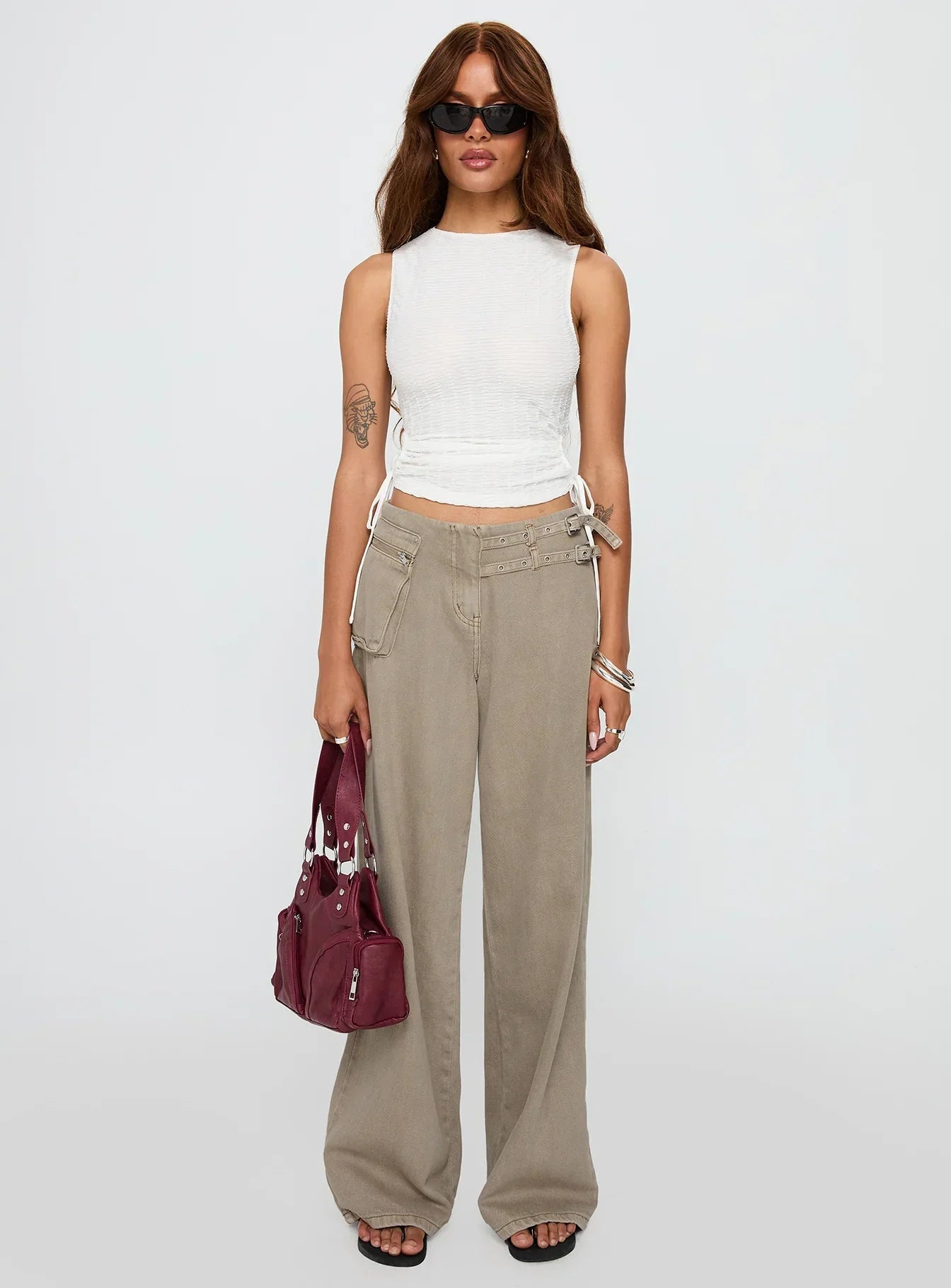 Kaelis Tie Side Top White