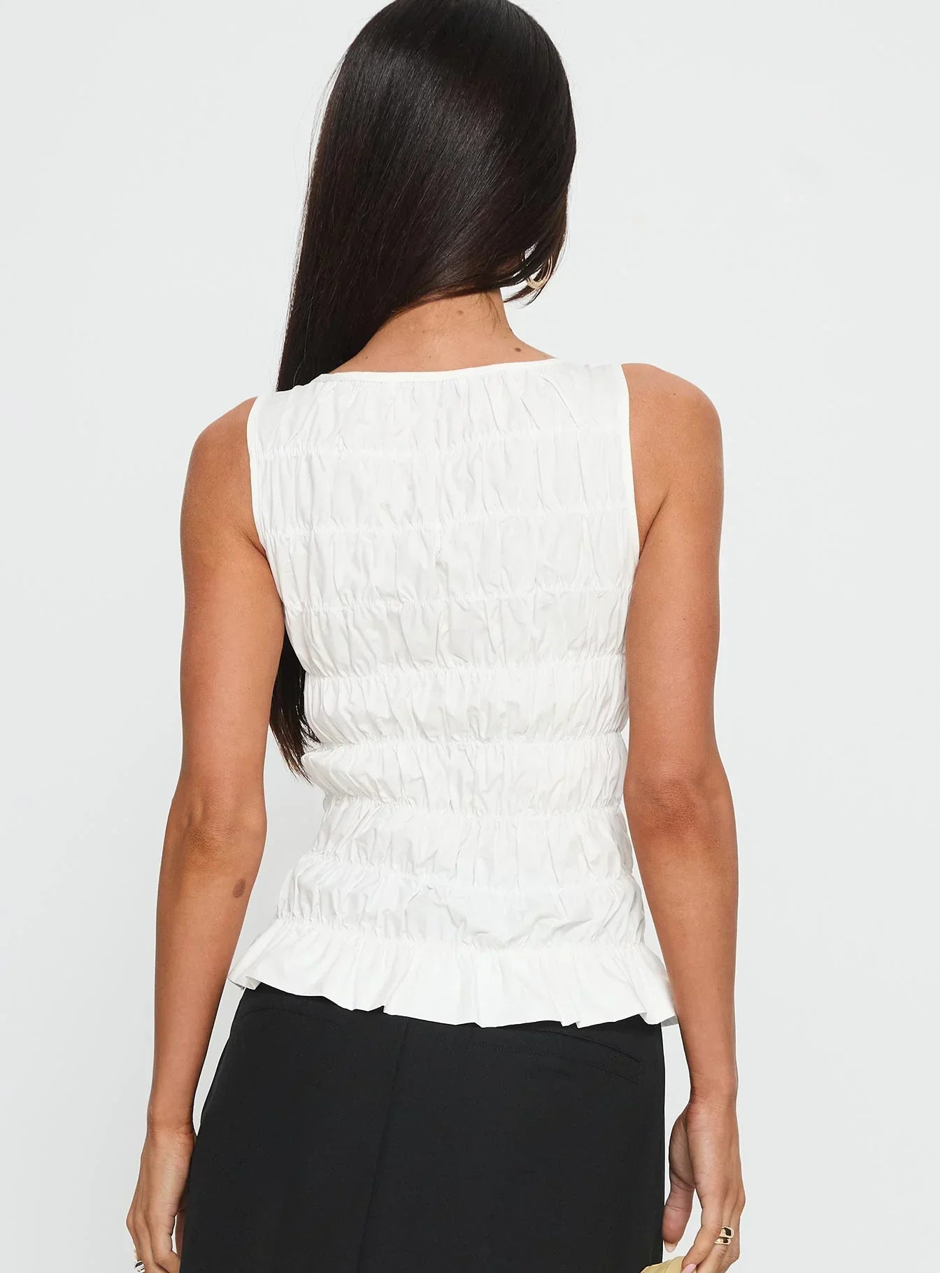 Marleene Shirred Top White