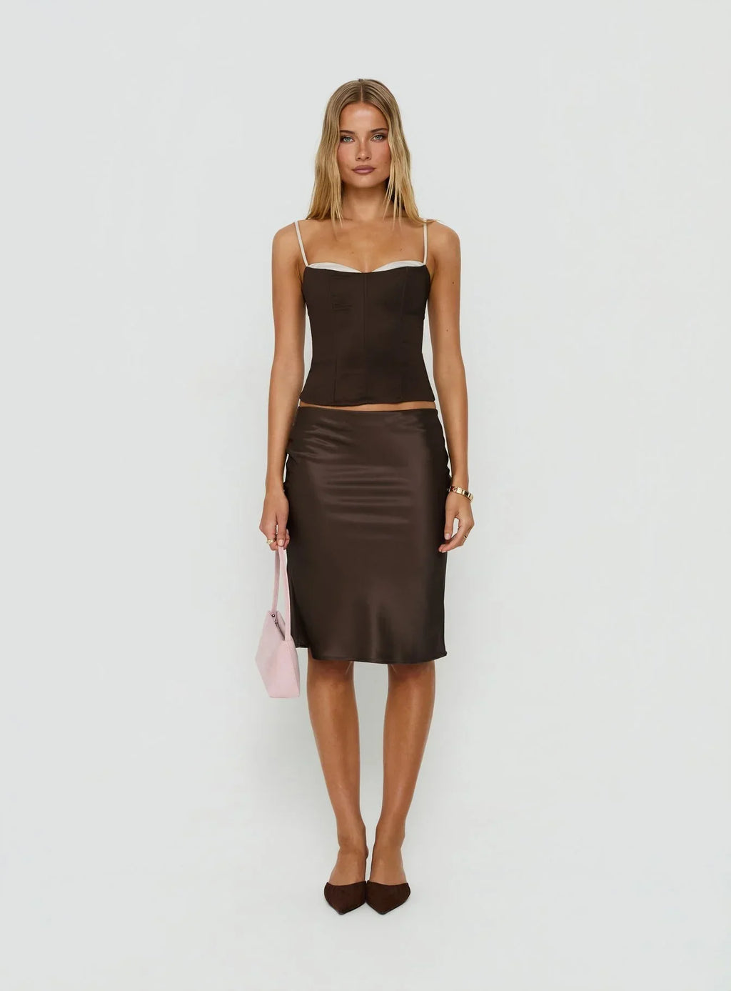 Somani Layered Corset Top Chocolate / White