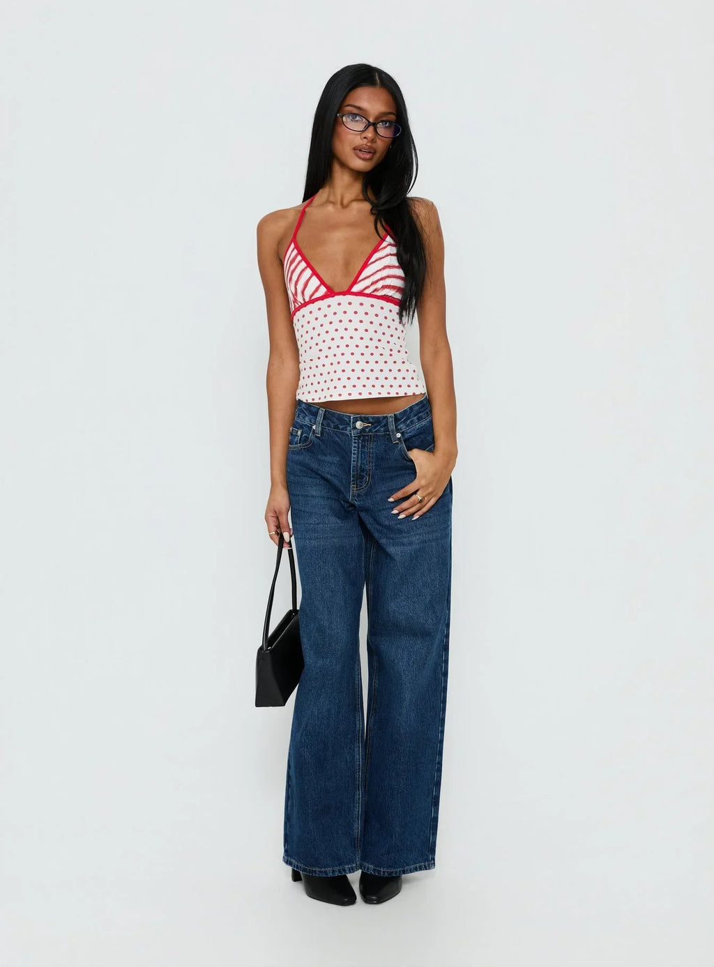 Aelina Halter Top Red / White Polka Dot
