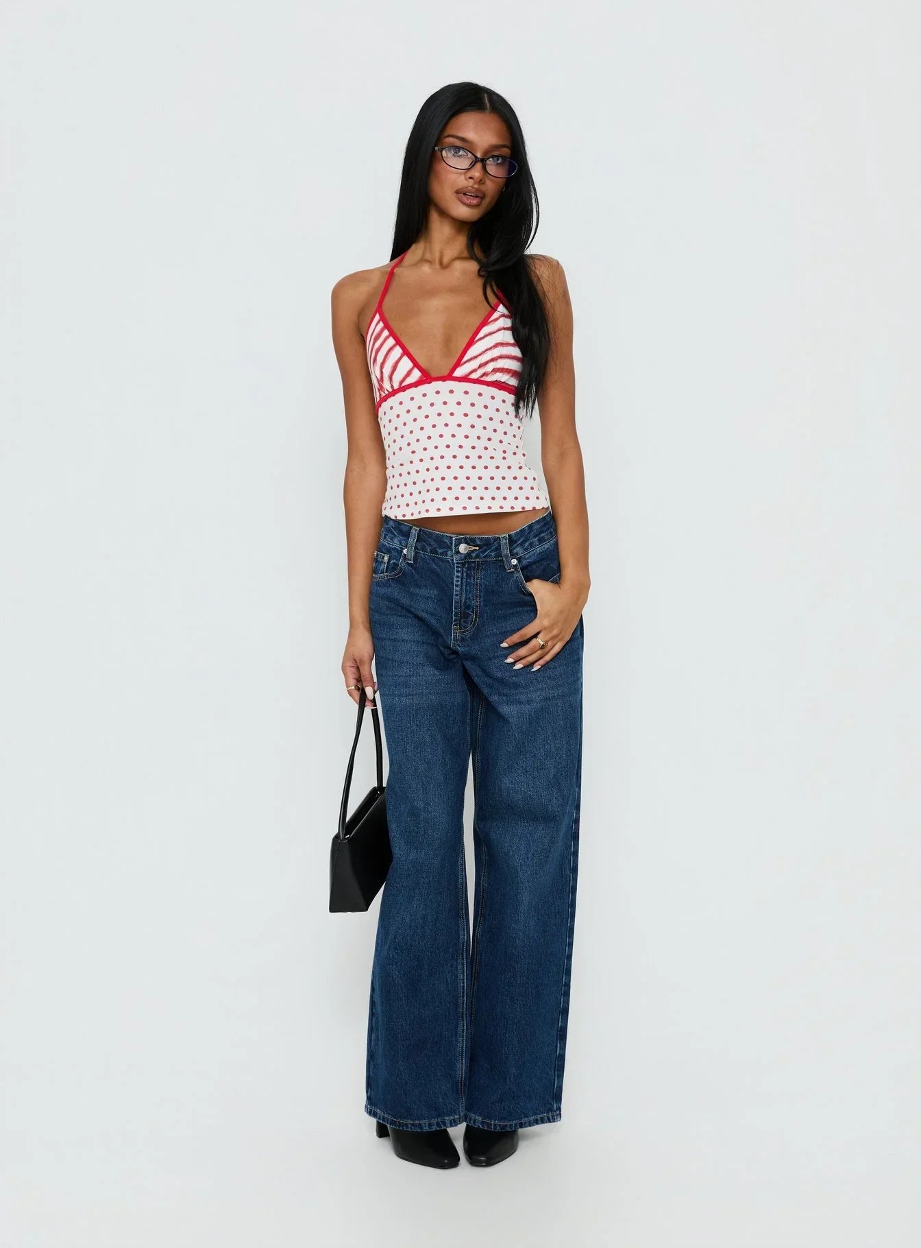 Aelina Halter Top Red / White Polka Dot