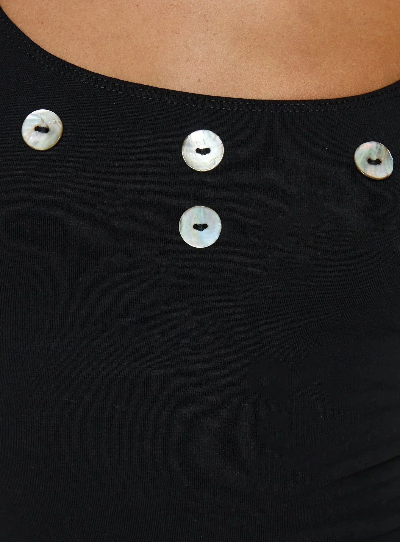 Lysandra Button Halter Top Black