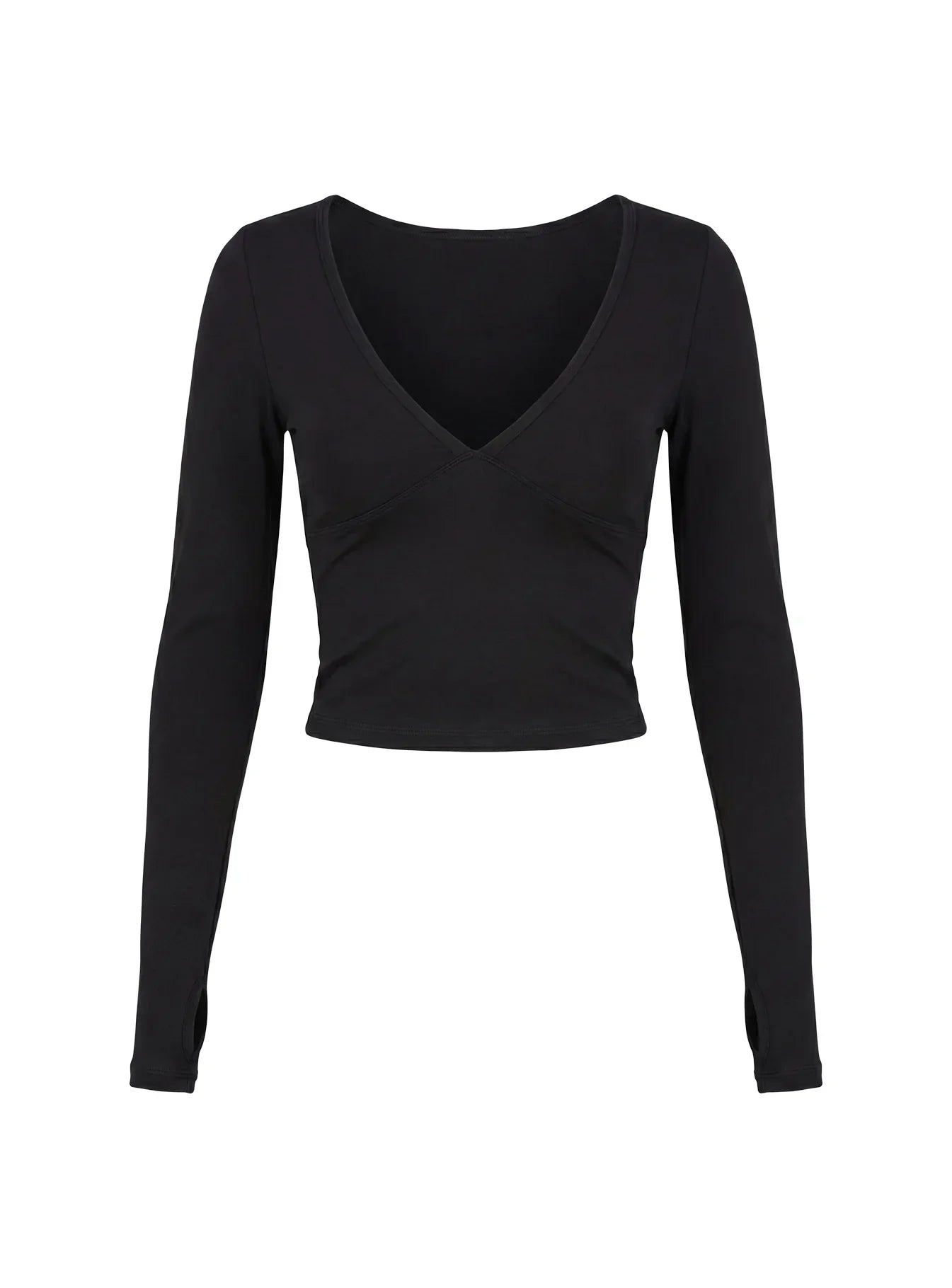 New Horizons Long Sleeve V Neck Top Black