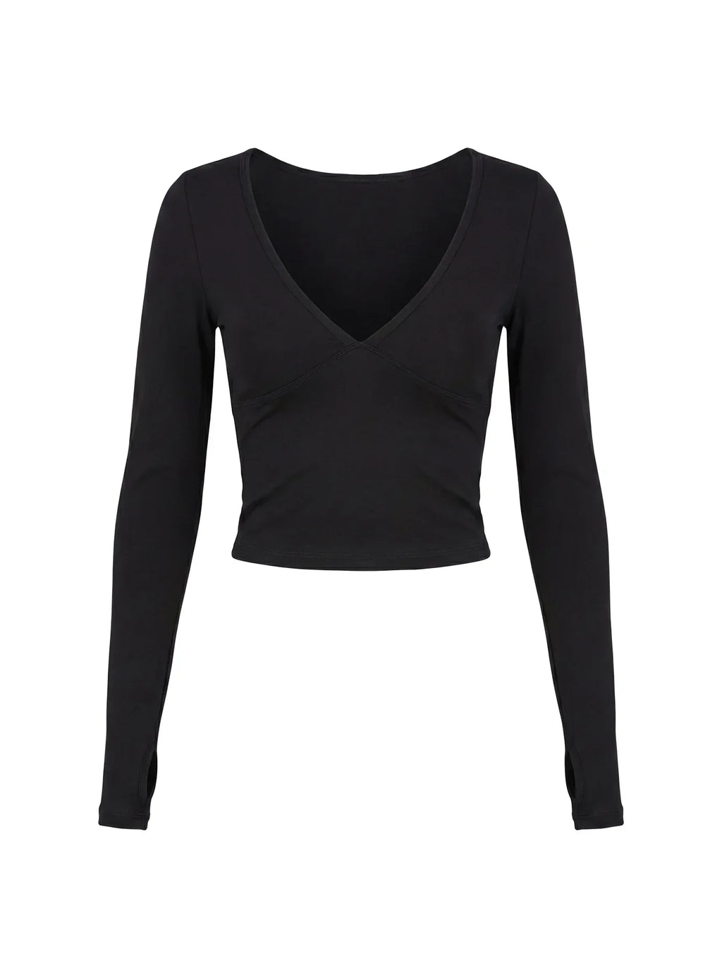 New Horizons Long Sleeve V Neck Top Black