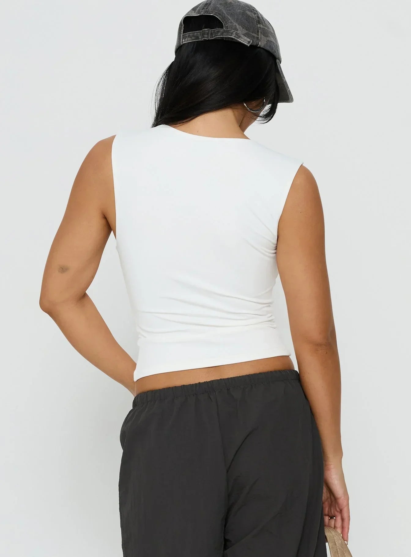 Tannen Cut Out Tank Top White