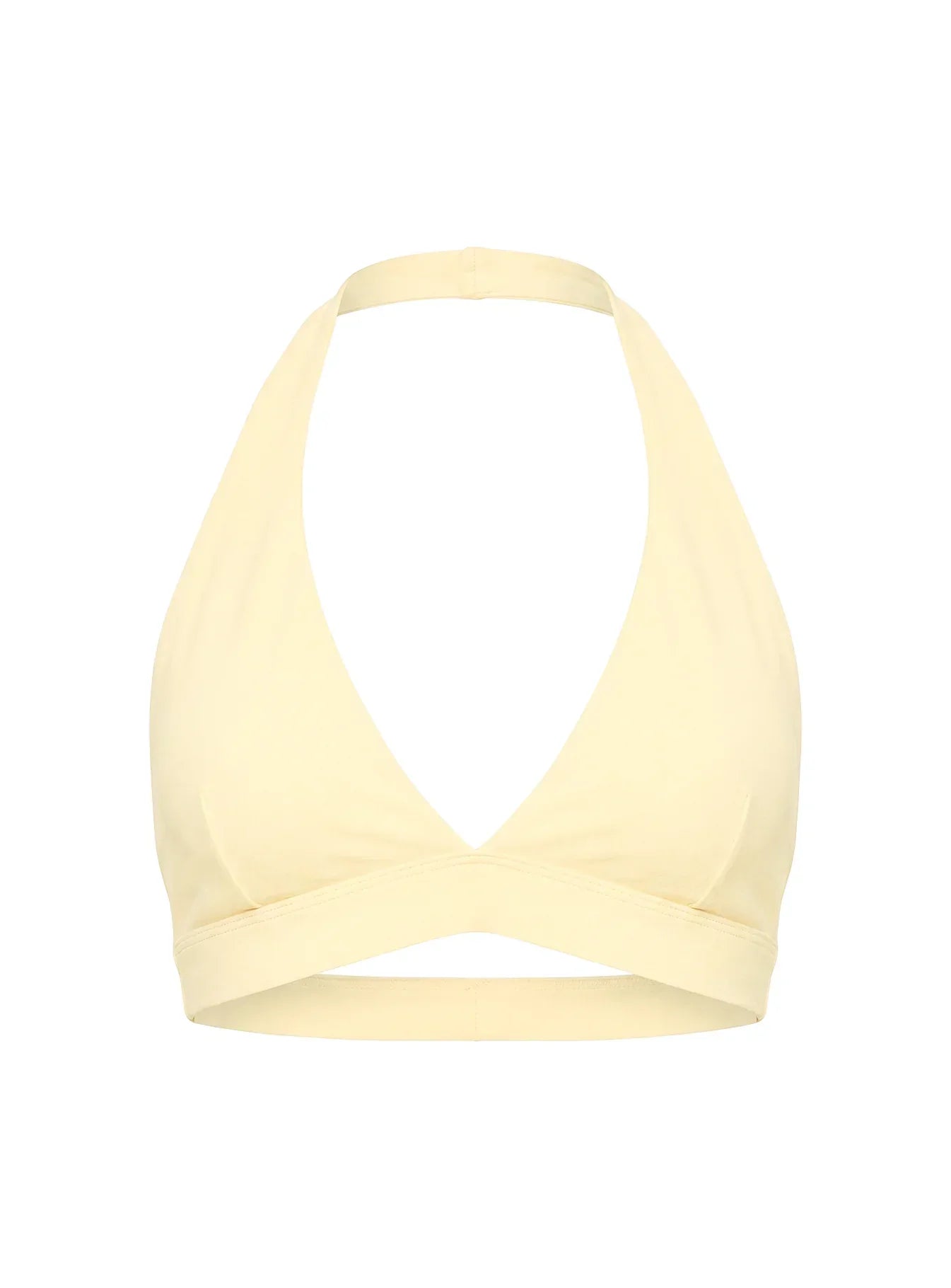 In Motion Active Plunge Halter Crop Top Yellow