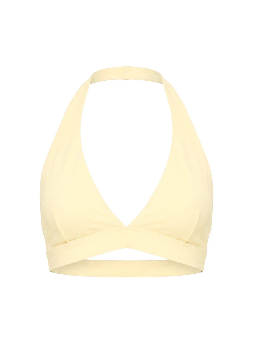 In Motion Active Plunge Halter Crop Top Yellow