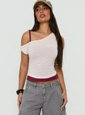 Klaretta Off Shoulder Draped Layered Top Pink / Burgundy