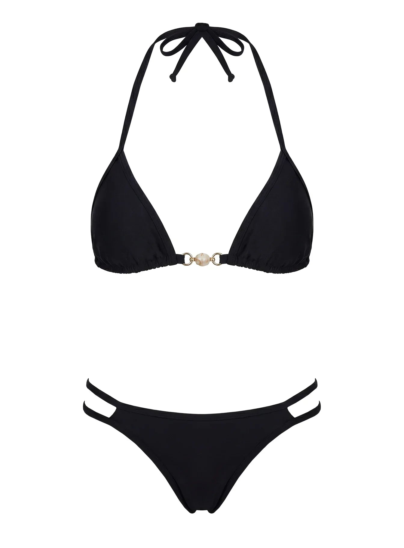 Maurita Hardware Halter Bikini Top Black