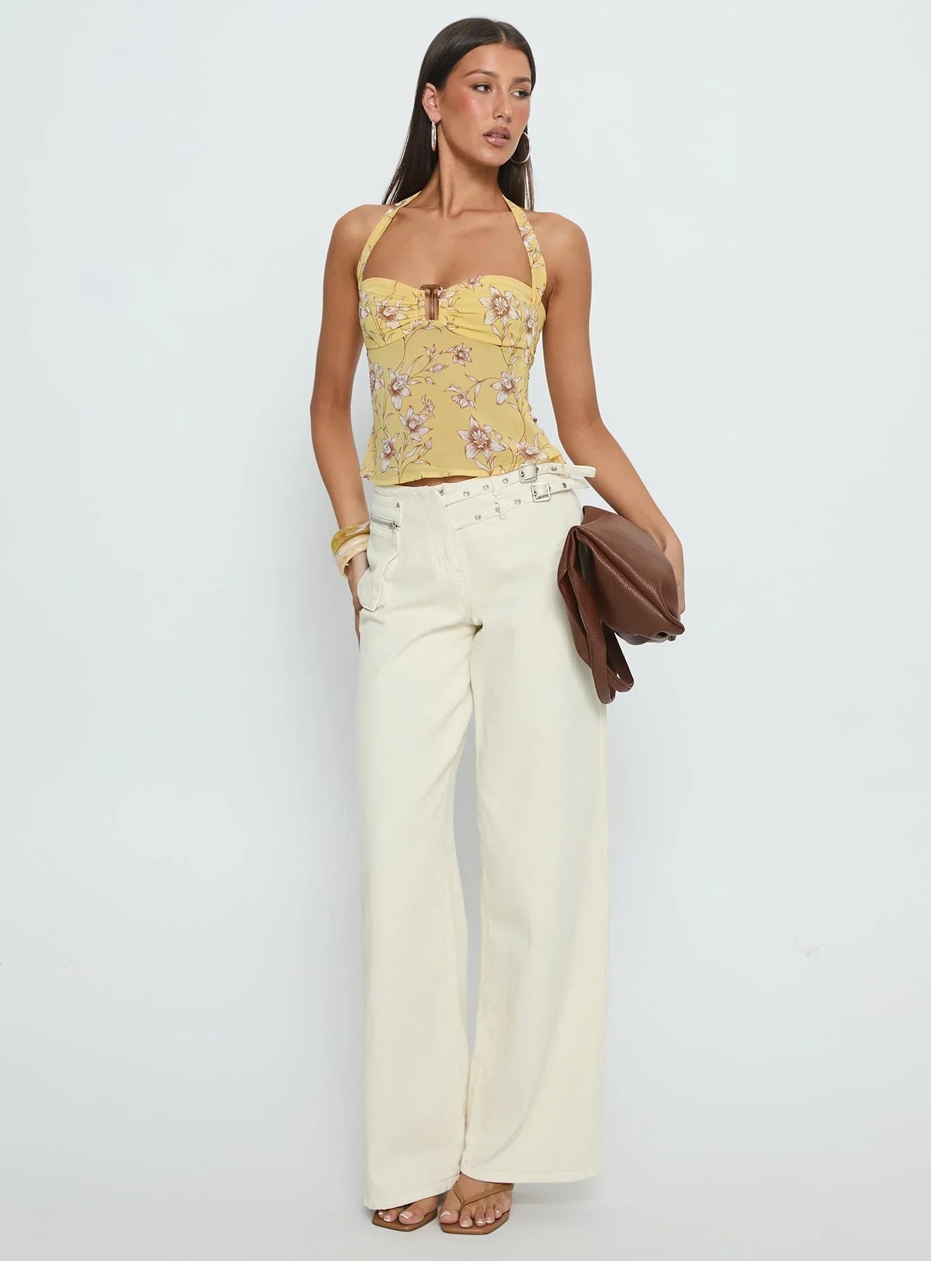 Isabetta Halter Top Yellow Floral