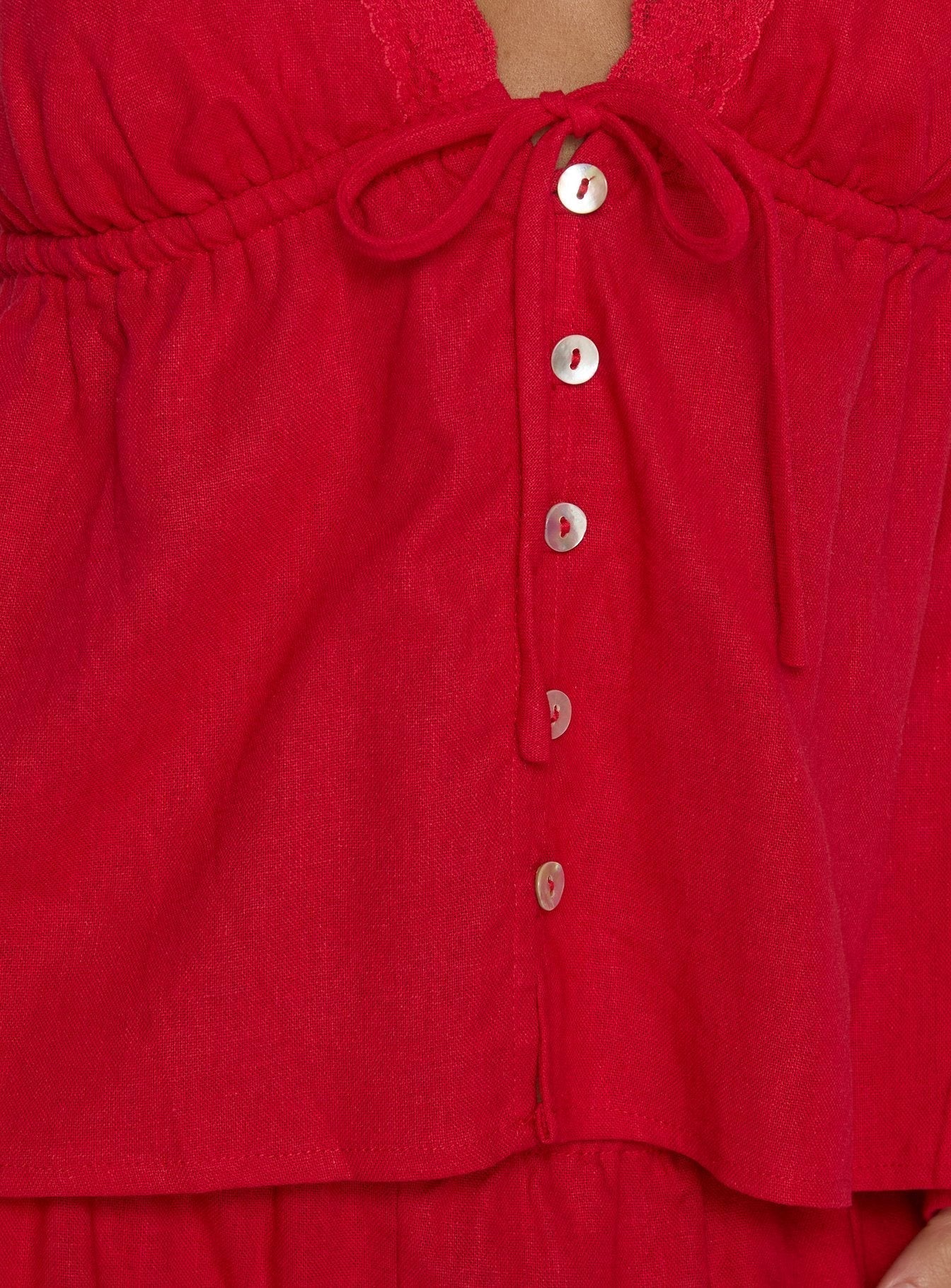 Cloud Crush Linen Halter Top Red