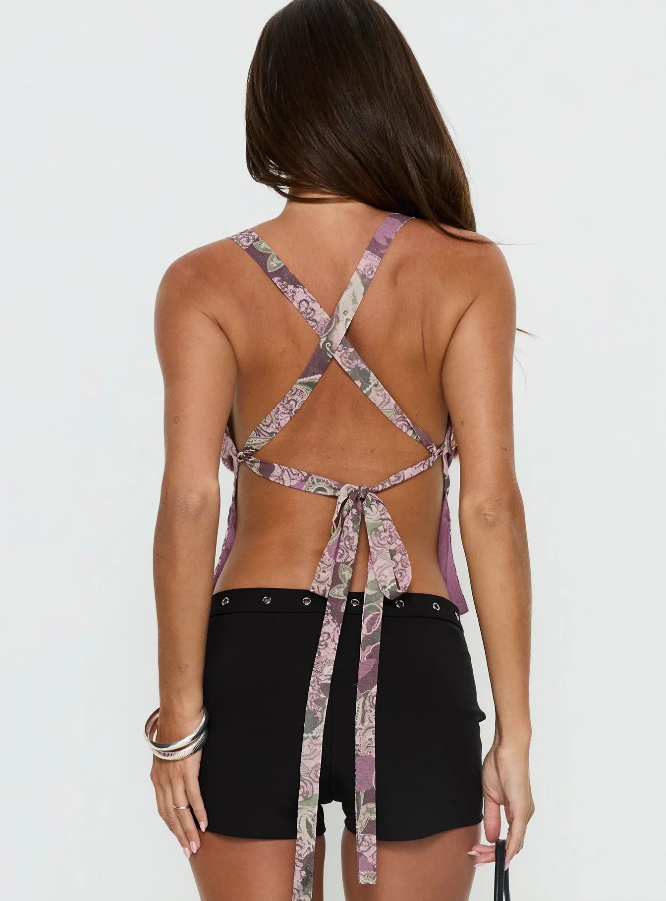 Eboni Multi Wear Cowl Neck Top Purple Multi