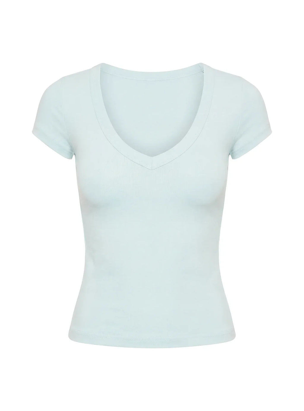 Daily Define Deep V Short Sleeve Top Icy Blue