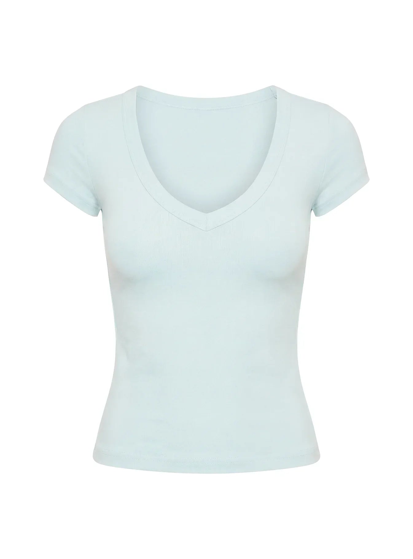 Daily Define Deep V Short Sleeve Top Icy Blue