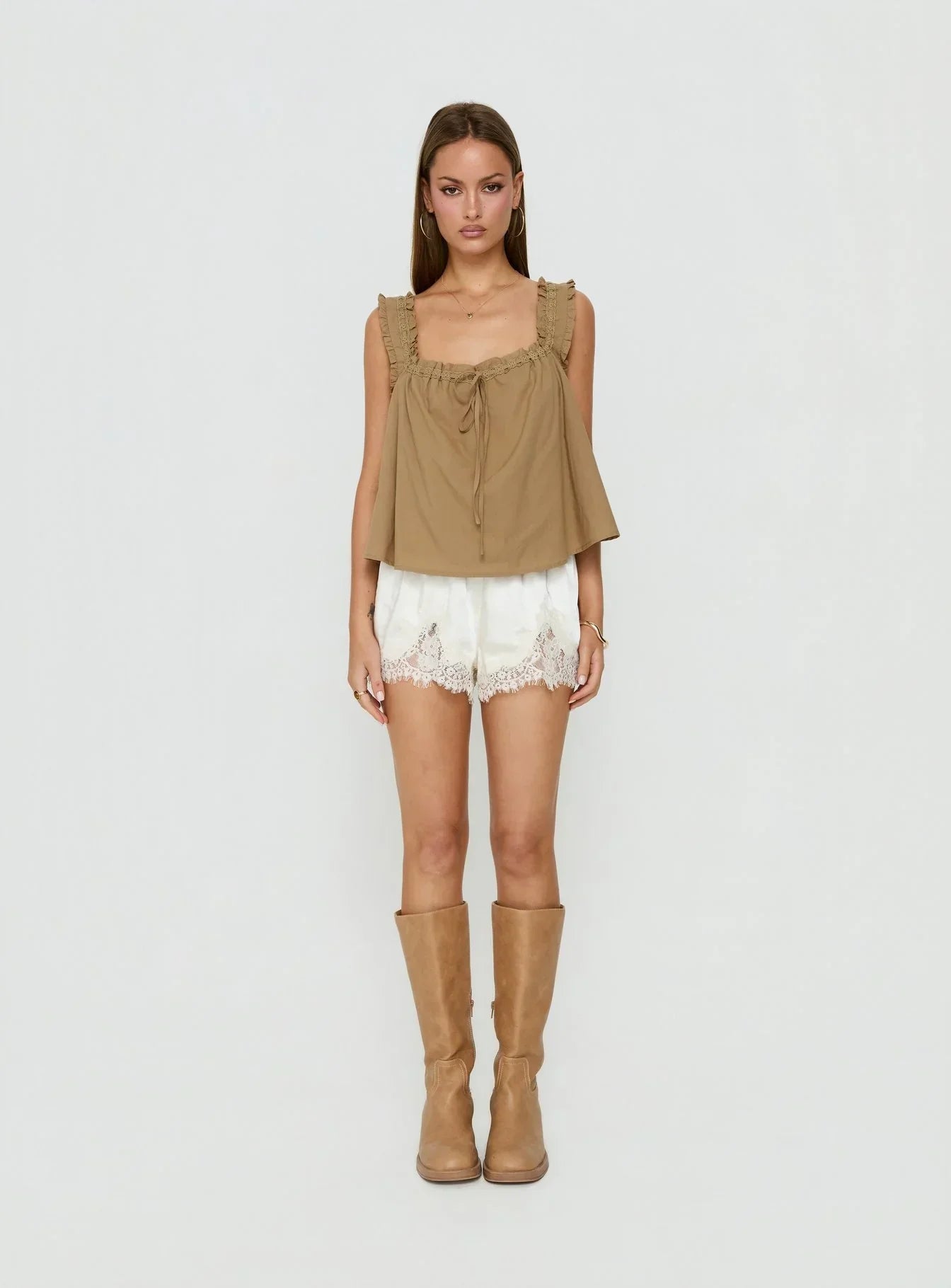 Swing Babydoll Top Beige