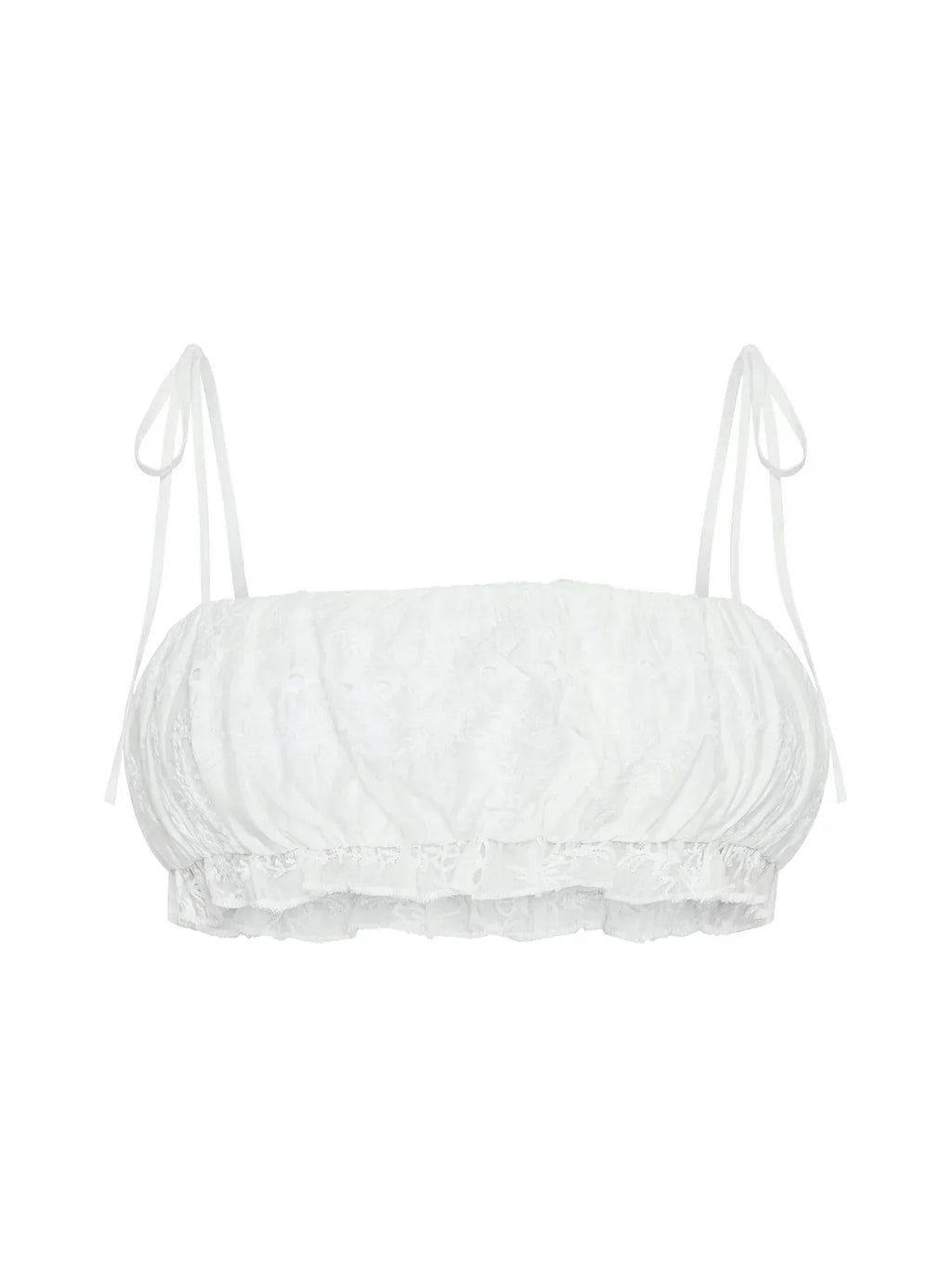 Queens Boulevard Frill Crop Top White